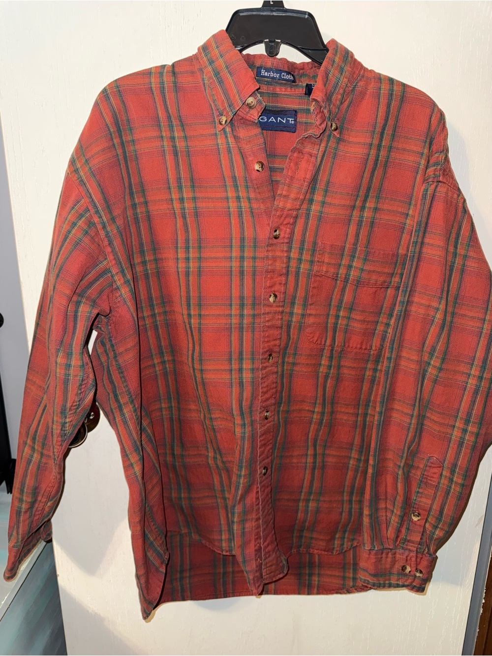 Gant Harbor Cloth Orange and Green Plaid Button-Down Shirt